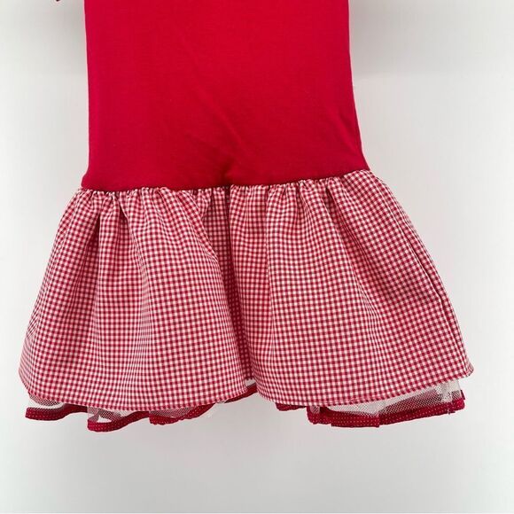 Bonnie Jean Girl’s Red Gingham Dress with Ladybug Appliqué Bow – Size 5 - Picture 11 of 12